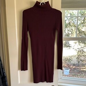 Ribbed Turtleneck Sweater Dress